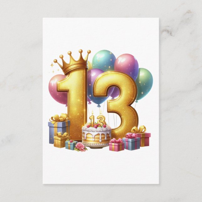 Guld 13-årsdag tilläggskort (Framsida)