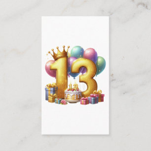Guld 13-årsdag visitkort