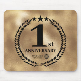 Guld 1:a årsdagen av Logotypen för företag Musmatta