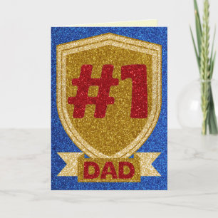 Guld #1-kortet Pappa Fars dag Glitter Kort