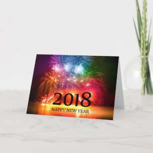 Guld 2018 Gott nytt år Fireworks-kort Helgkort