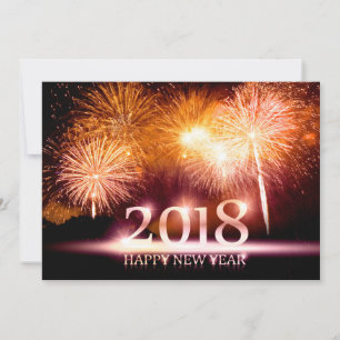 Guld 2018 Gott nytt år Fireworks-kort Julkort