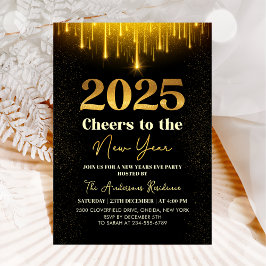 Guld 2025 Cheers Nyårsafton Party Inbjudningar
