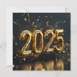 Guld 2025 Nyårsfirande-kort Inbjudningar