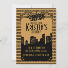 guld- 20-tal, art décopartyinbjudningar inbjudningar