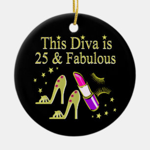 GULD 25 OCH FABULÖS DIVA-KONSTRUKTION JULGRANSPRYDNAD KERAMIK