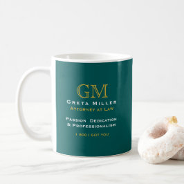 Guld 2 Brev Monogram Business Logotyp | Mörk Teal Kaffemugg