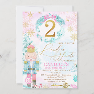 Guld 2 Land Nutcracker Birthday Inbjudningar