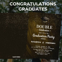 Guld 2 Student Dubbla Studentfest 2025 Inbjudningar