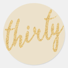 Guld 30 Födelsedagsfester Glitter "Trettio" Runt Klistermärke