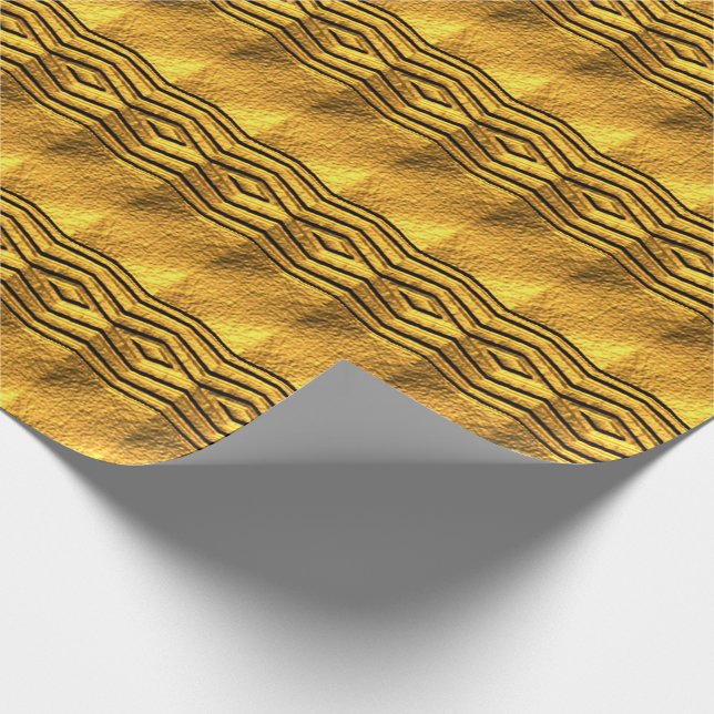 Guld 3-D Egyptisk Motif Presentpapper (Hörn)