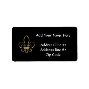 Guld- "3-D" Fleur-de-lis Adressetikett