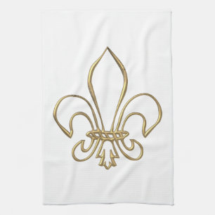 Guld- "3-D" Fleur-de-lis Kökshandduk