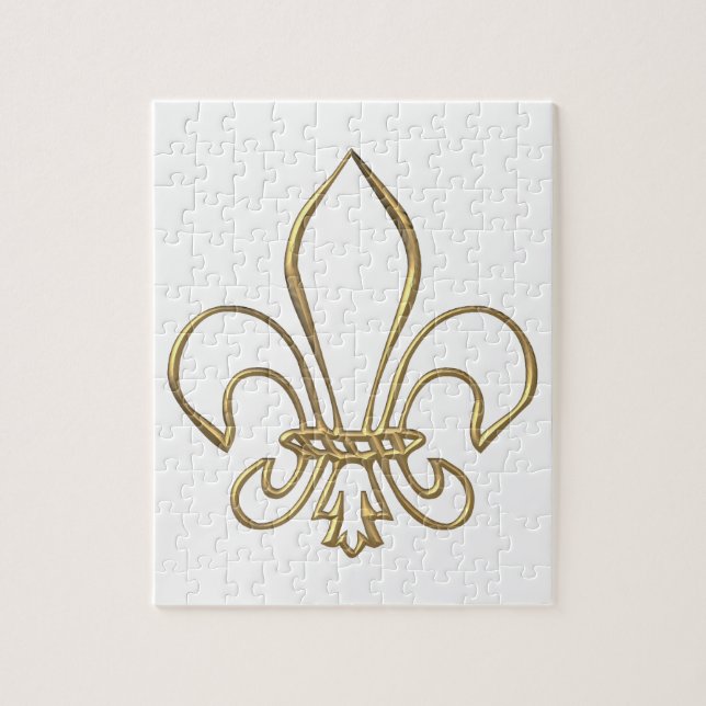 Guld- "3-D" Fleur-de-lis Pussel (Vertikal)