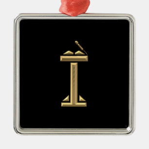 Guld- "3-D" Lectern Julgransprydnad Metall
