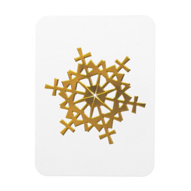 Guld "3-D" Snöflake Magnet (Vertikal)