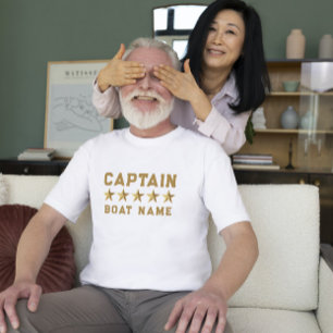 Guld 3-D Stars Anpassningsbar Text Nautical Design T Shirt