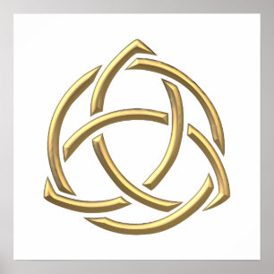 Guld- "3-D" symbol 2 för helig Trinity Poster