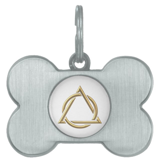 Guld- "3-D" symbol för helig Trinity ID-bricka Husdjur (Framsidan)