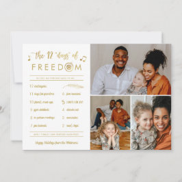 Guld 3 Photo Collage Funny Post Covid jul Julkort