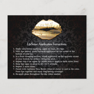 Guld 3D Läppar Beauty Salon Makeup Instruction Tip Flygblad
