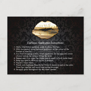 Guld 3D Läppar Beauty Salon Makeup Instruction Tip Vykort