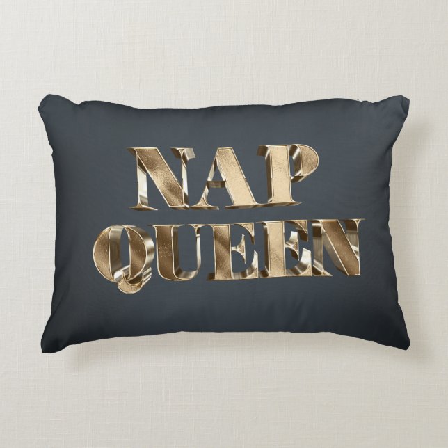 Guld 3D Nap Queen Prydnadskudde (Framsidan)