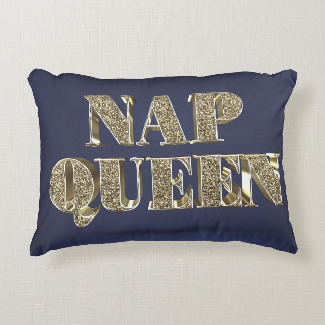 Guld 3D NAP QUEEN Prydnadskudde (Framsidan)