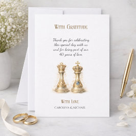 Guld 40 År av kärlek Bröllopsjubileum Tack Kort