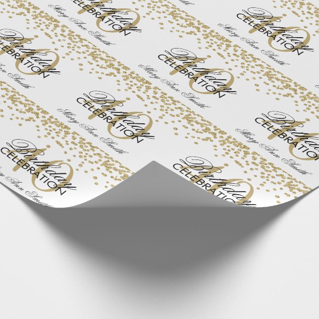 Guld 40:e födelsedagen Faux Glitter Confetti Presentpapper (Hörn)