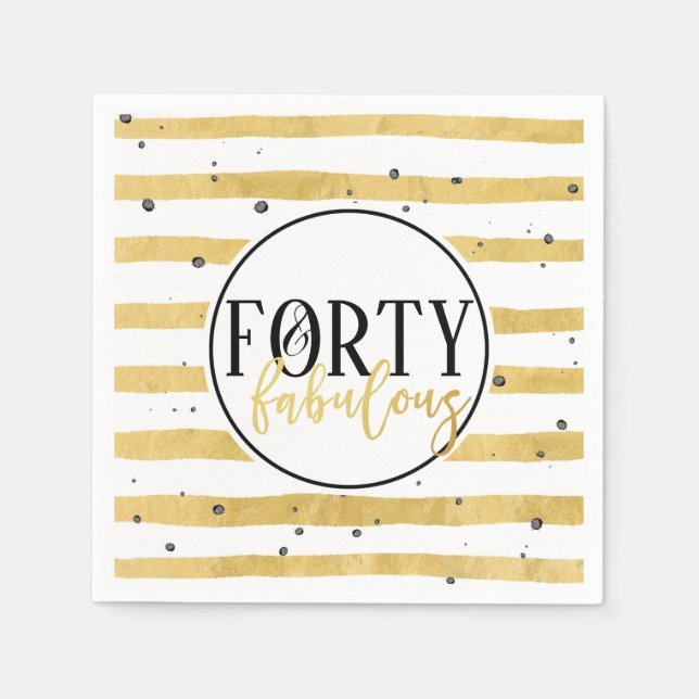 Guld 40:e födelsedagen Party Pappersservett (Framsidan)