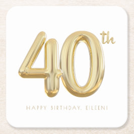 Guld 40:e födelsedagskorpan Party Underlägg Papper Kvadrat