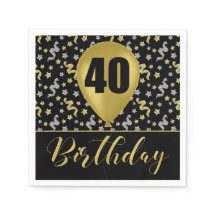 Guld 40 födelsedag i Guld och Silver på svart