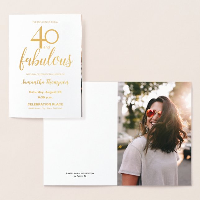 Guld 40 och fantastiska 40:e födelsedagsfoto folierat kort (Display)