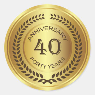 Guld- 40th årsdag med lagrarkranklistermärken runt klistermärke