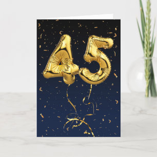 Guld 45 Mylar födelsedagsballonger och konfetti-ko Kort
