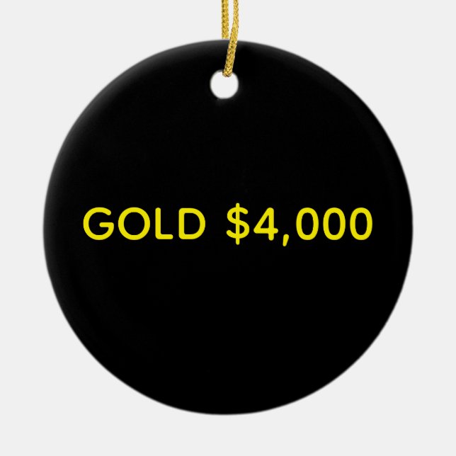 Guld $4 000 Market Firande Julgransprydnad Keramik (Framsidan)