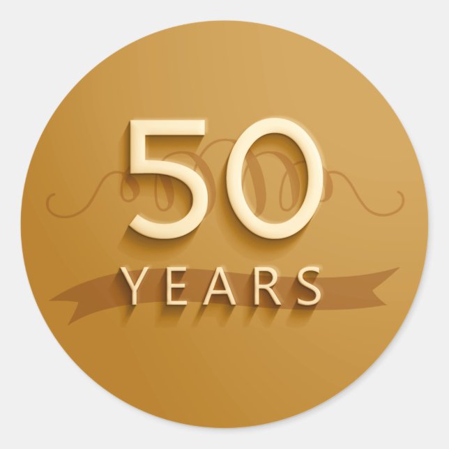 Guld- 50 år klistermärkear runt klistermärke (Framsida)