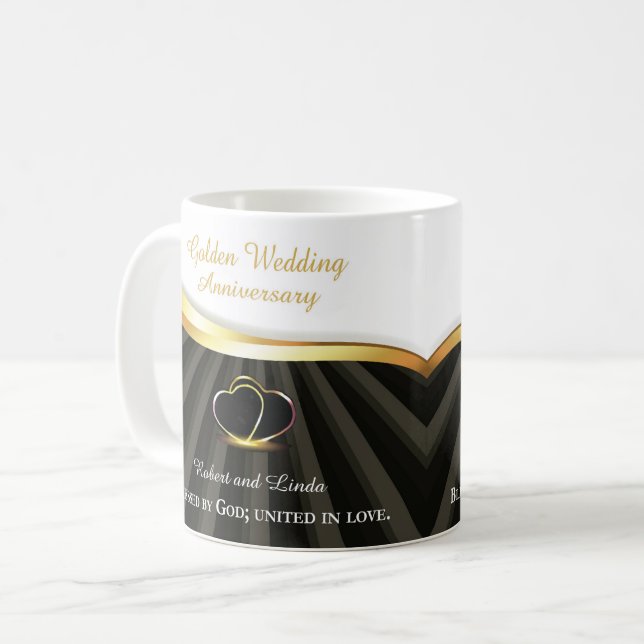 Guld 50-års bröllops religiösa årsdag  kaffemugg (Framsida vänster)