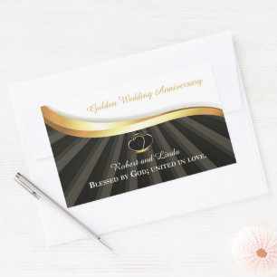 Guld 50-års bröllops religiösa årsdag  rektangulärt klistermärke