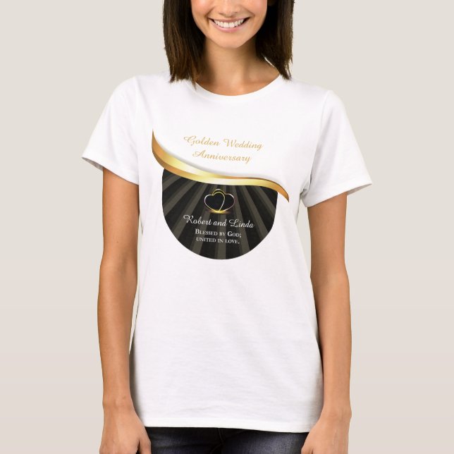 Guld 50-års bröllops religiösa årsdag  t shirt (Framsida)