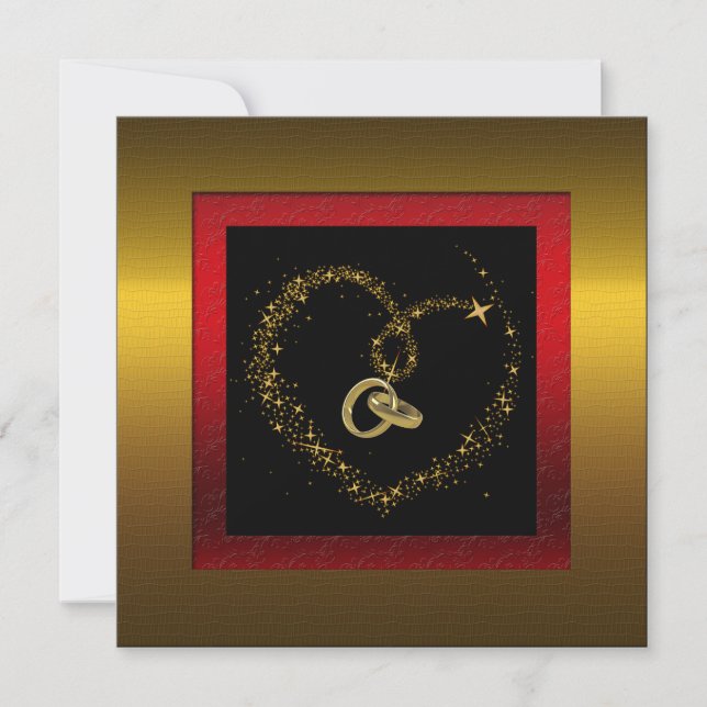 Guld 50-års bröllopsjubileumspartys-inbjudan inbjudningar (Framsida)