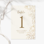 Guld 50-årsdagen bordsnummer<br><div class="desc">Cream elfenben guld botaniska överraskningen firande bordsnumret i under 50-årsdagen av bröllop. Minimalistisk modern design har botaniska accenter och typsnitt för typgrafiska skript. Enkel perfekt för blommigt för en snyggt party.</div>