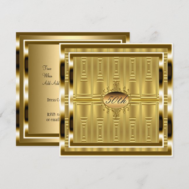 Guld 50-årsfest Inbjudan Guld (Fram/baksida)