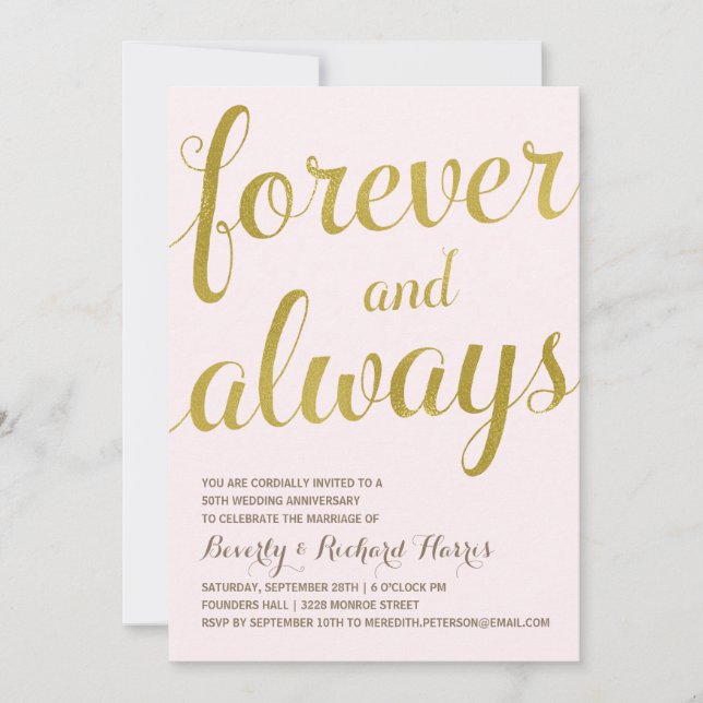 Guld 50-årsjubileum | Falsk guldprägling jubileums Inbjudningar (Framsida)