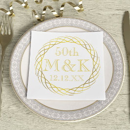 Guld 50:e Bröllop-årsdagen Party Napkins Pappersservett