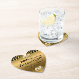 Guld 50:e Bröllop-årsdagen Underlägg Papper