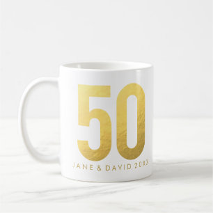 Guld 50:e dagen, månad, år, Personlig Vita Mugg