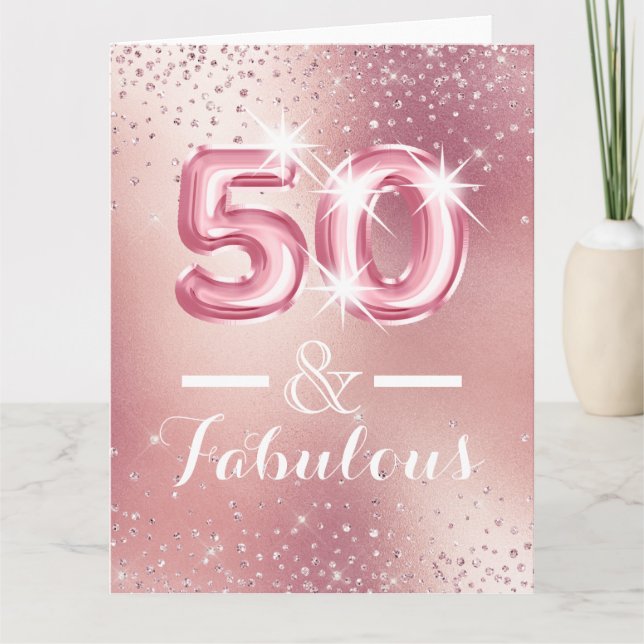  guld 50:e glitter shimmer foil brev kort (Framsida)