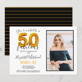 Guld 50 & Fabulous 50:e födelsedagsfoto Inbjudningar